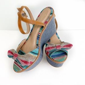 Anthropologie Ani Platform Striped Wedge Heels